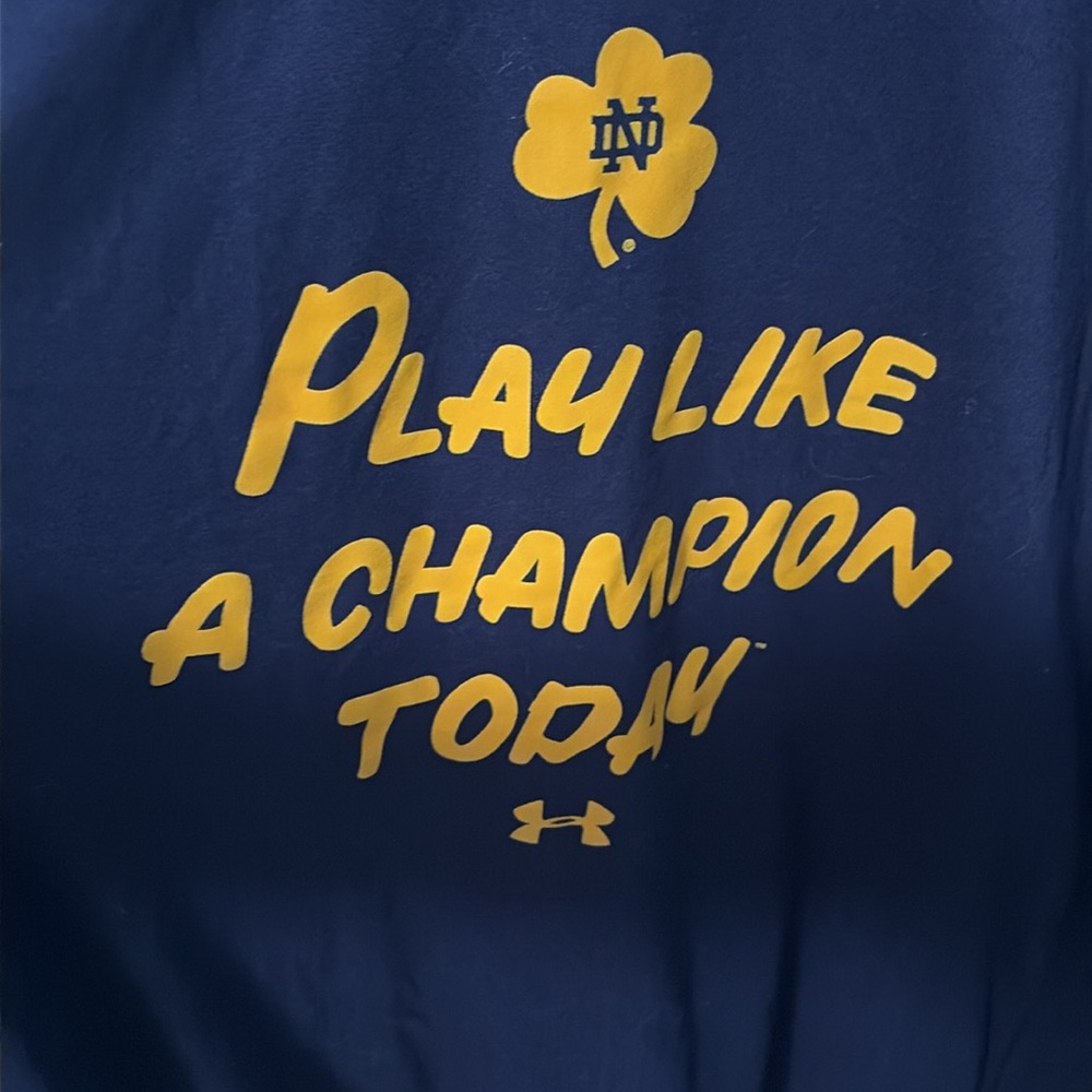 Under Armour Navy Long Sleeve "Play Like A Champion Today" Tee - Picture 2 of 4